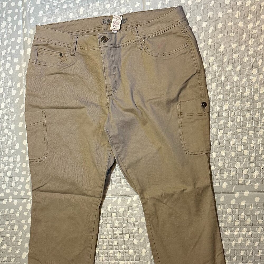 Vintage 90s Y2K  Faded Glory Khaki Cargo Skinny Pants Size 20W